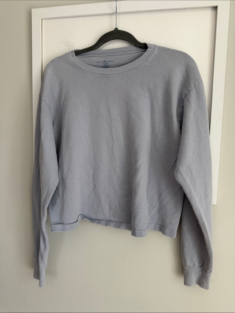 Brandy Melville Light Blue Gray Cropped Crewneck Sweatshirt